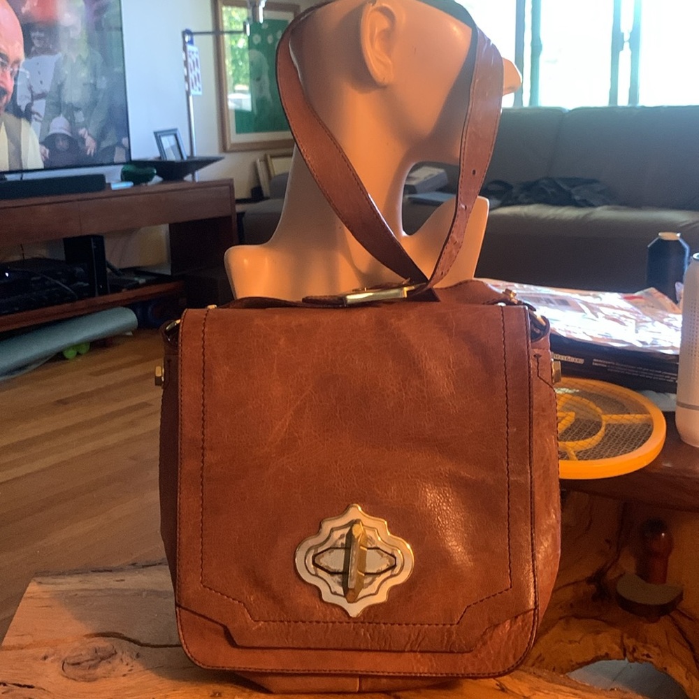 OR YANY BROWN BOHO SATCHEL SHOULDER MAILBAG MESSENGER BAG WITH BRASS HARDWARE